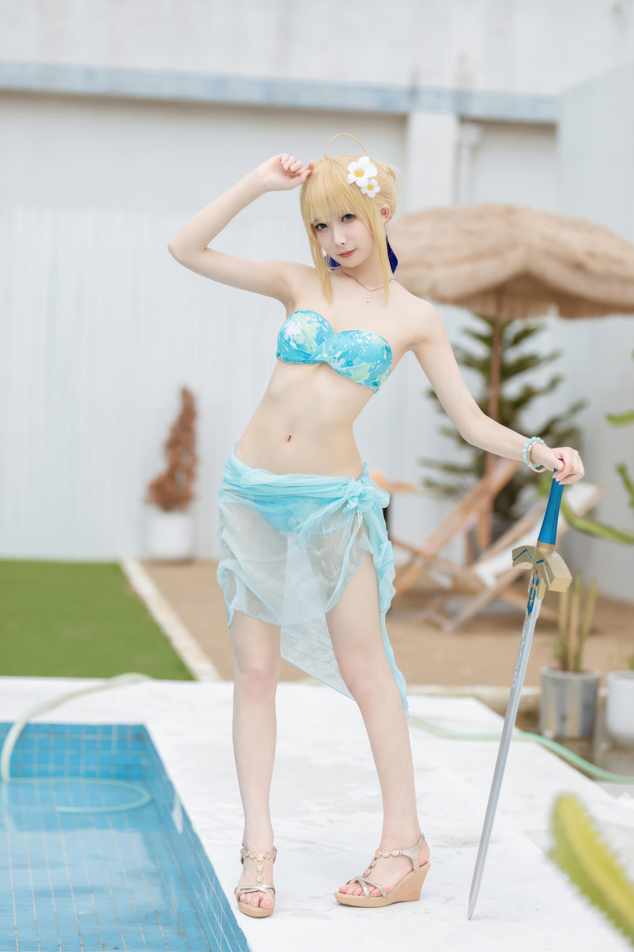 图片[1]-封疆疆v – NO.088 FGO Saber泳装[49P]-XikXak